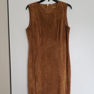 Calvin Klein Brown Faux Suede Midi Dress